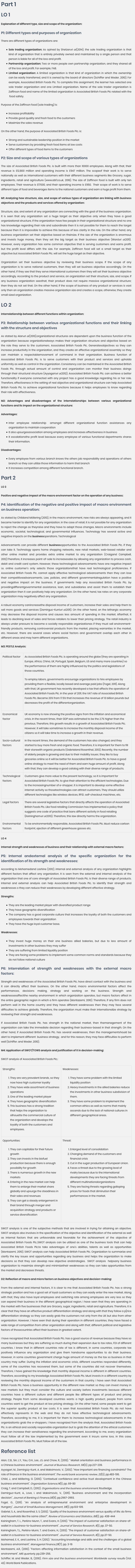 Unit 1 Business Environment Assignments