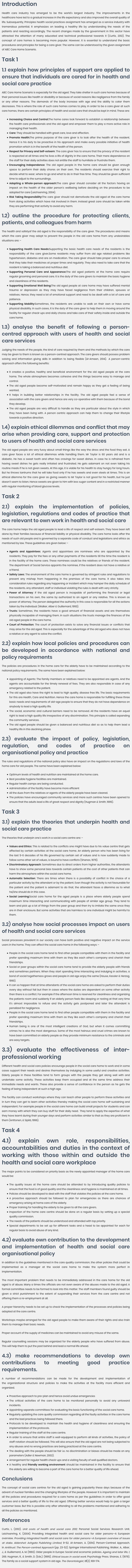 Unit 2 Principles of Health and Social Practice Assignment