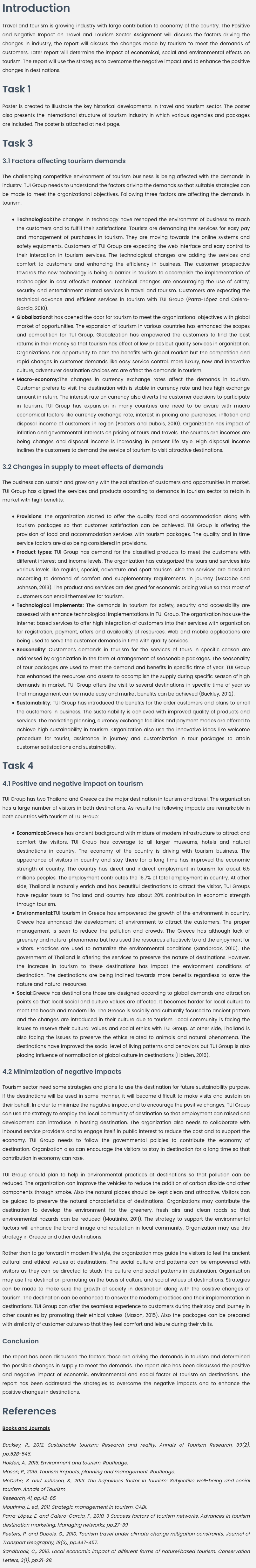 Positive and Negative Impact on Travel and Tourism Sector Assignment